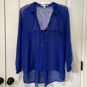 Lauren Conrad Sheer Blue Button-Down